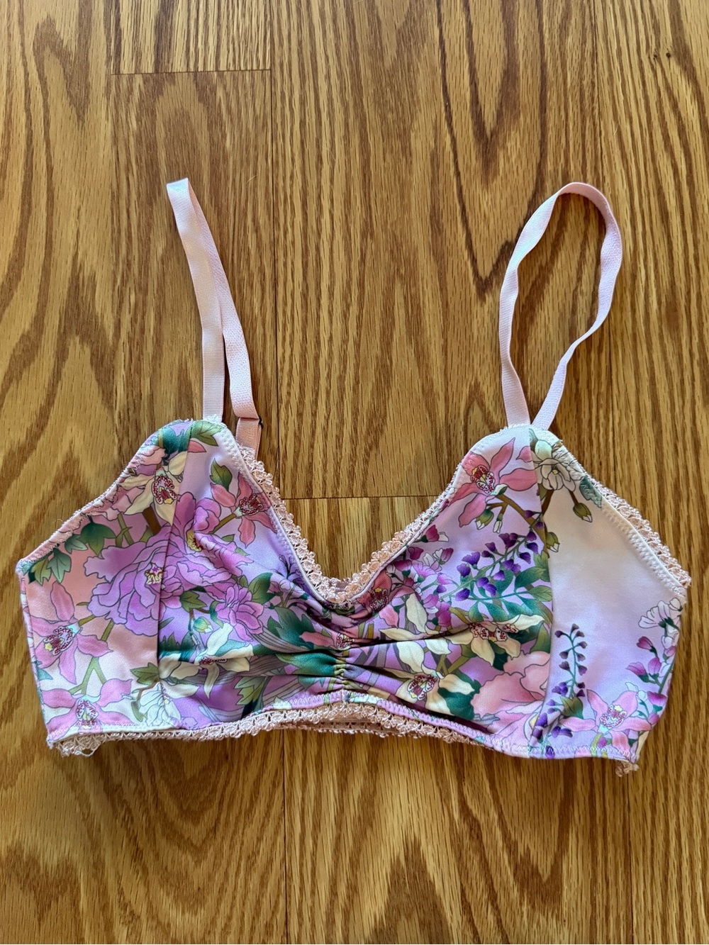 Spell Lily Pink Floral Lace-Trim Bralette, Small